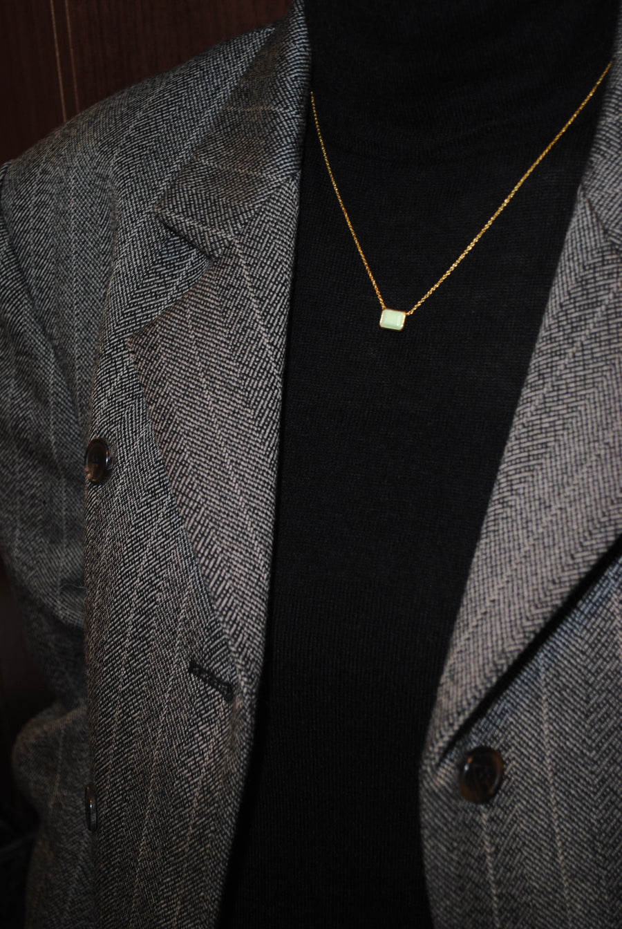 (レモンクリソプレーズ/gold) octagon tile necklace