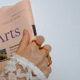 (マットローズクオーツ/gold) acorn ball ring