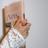 (マットローズクオーツ/gold) acorn ball ring