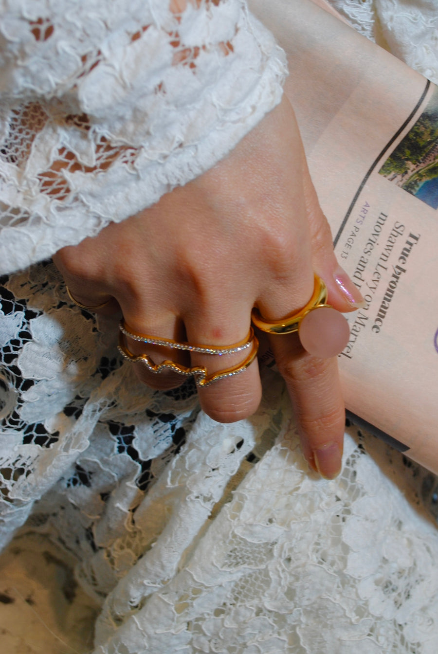 (マットローズクオーツ/gold) acorn ball ring