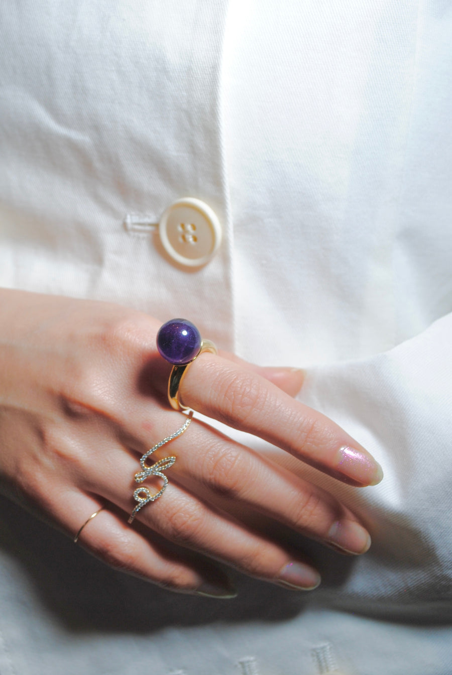 (Amethyst/gold) acorn candy ball ring