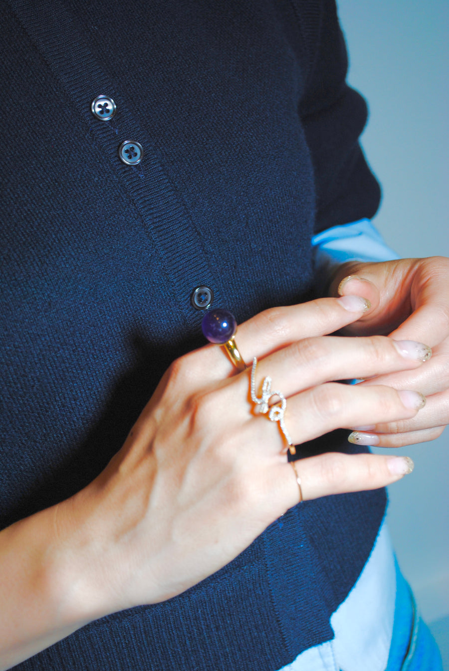 (Amethyst/gold) acorn candy ball ring