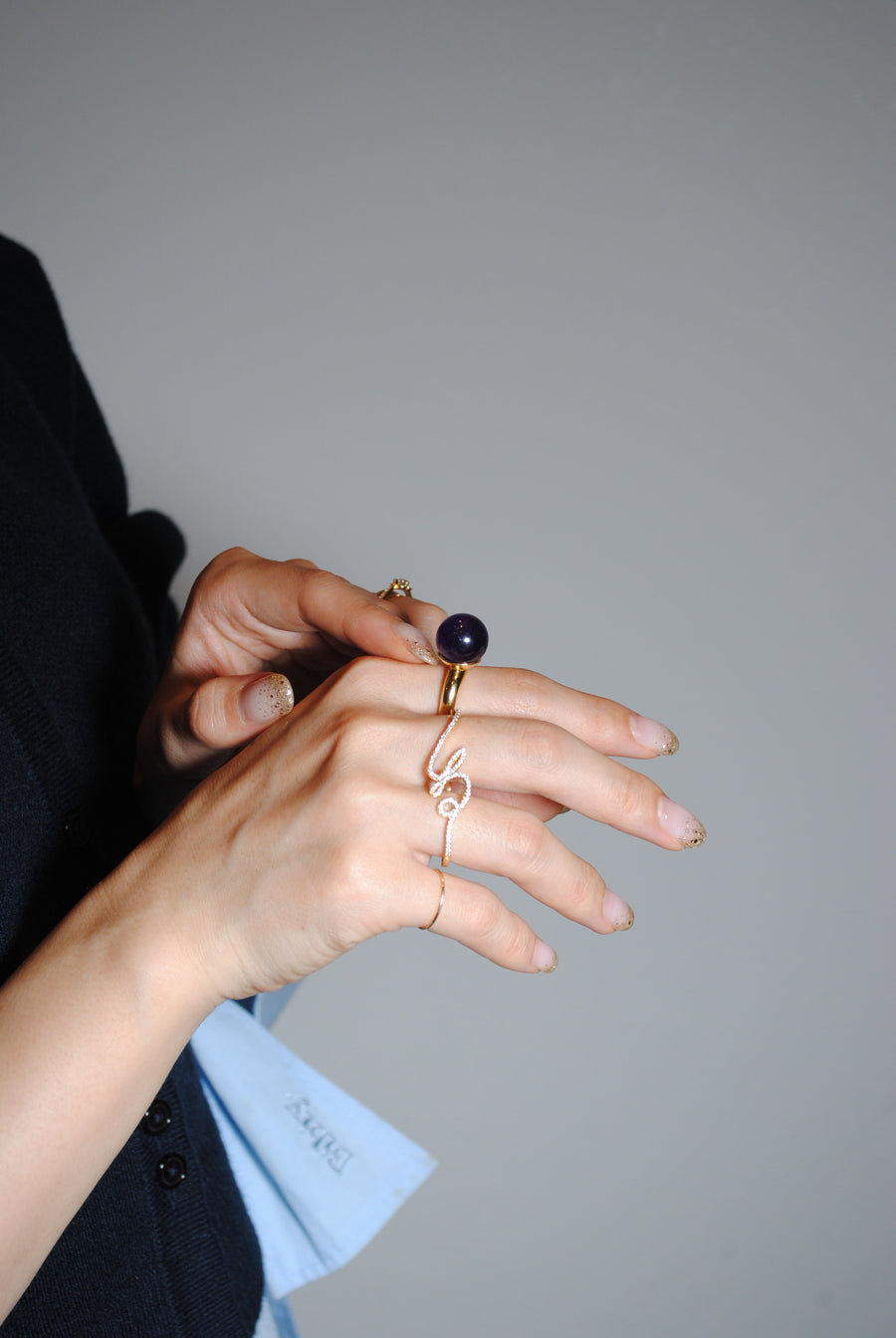 (Amethyst/gold) acorn candy ball ring
