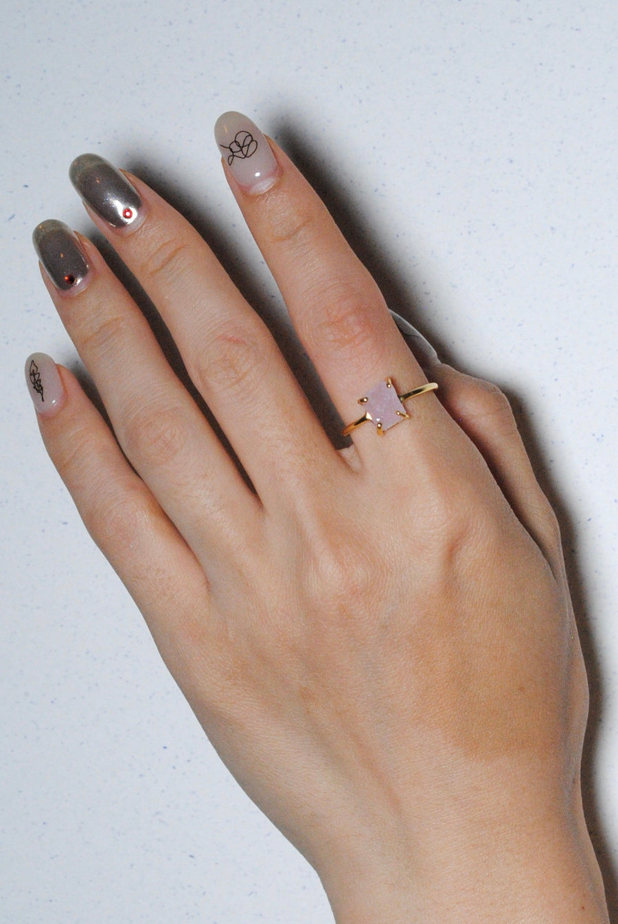 (Morganite/gold) rough stone ring