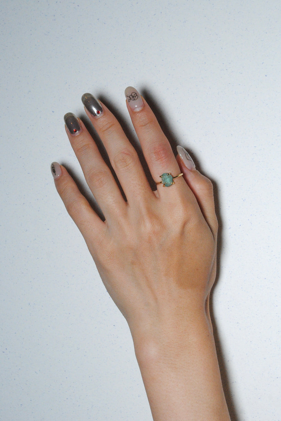 (Apatite/gold) rough stone ring