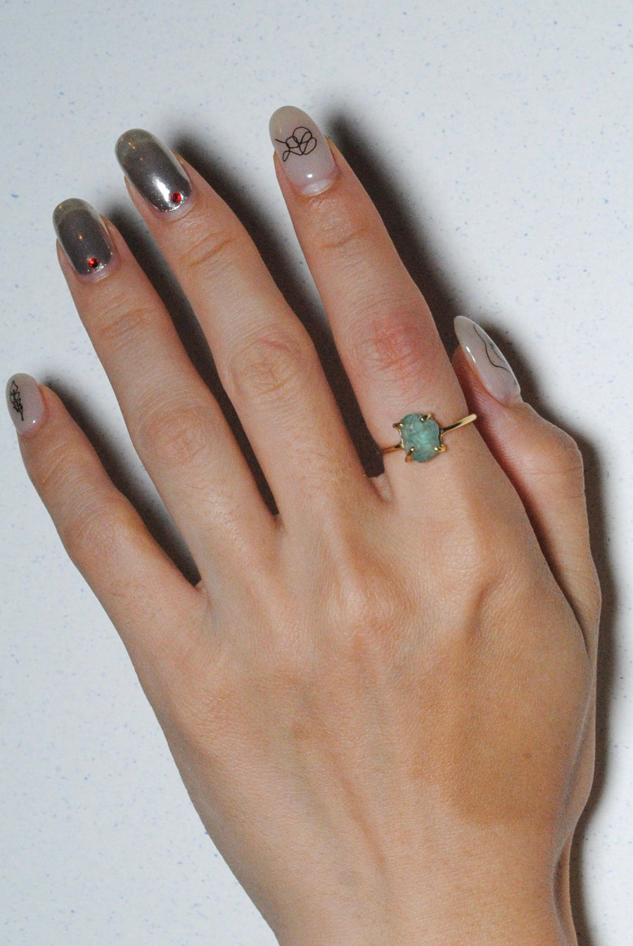 (Apatite/gold) rough stone ring