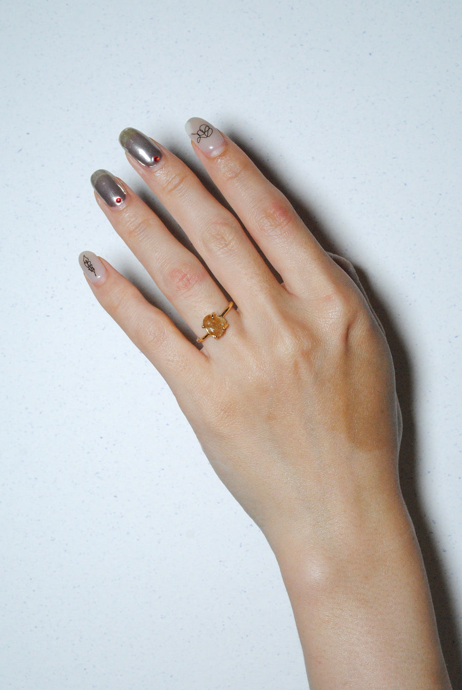 (Citrine/gold) rough stone ring