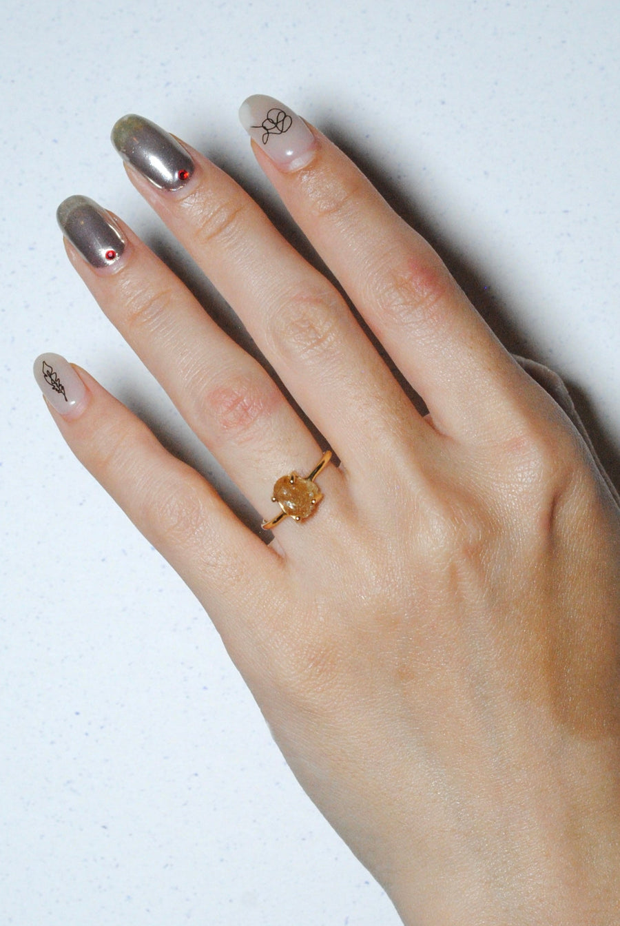 (Citrine/gold) rough stone ring