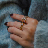 (モアサナイト/gold) layers bar ring