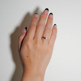 (ペリドット&アメジスト/GOLD)bi-color 3way square  eternity ring