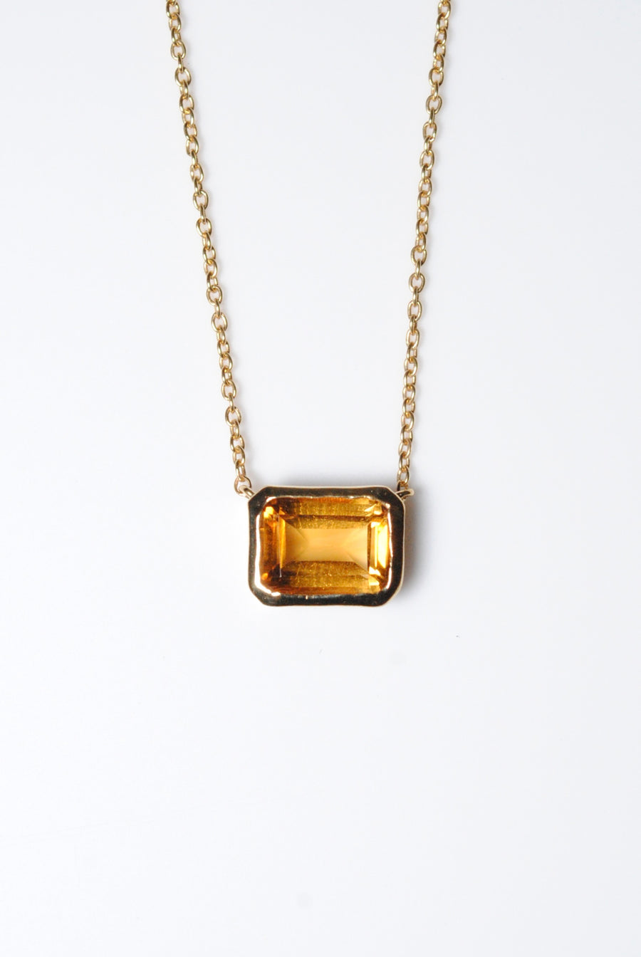 (ディープシトリン/silver) octagon tile necklace