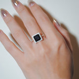 (ブラックオニキス/silver) frame pave ring