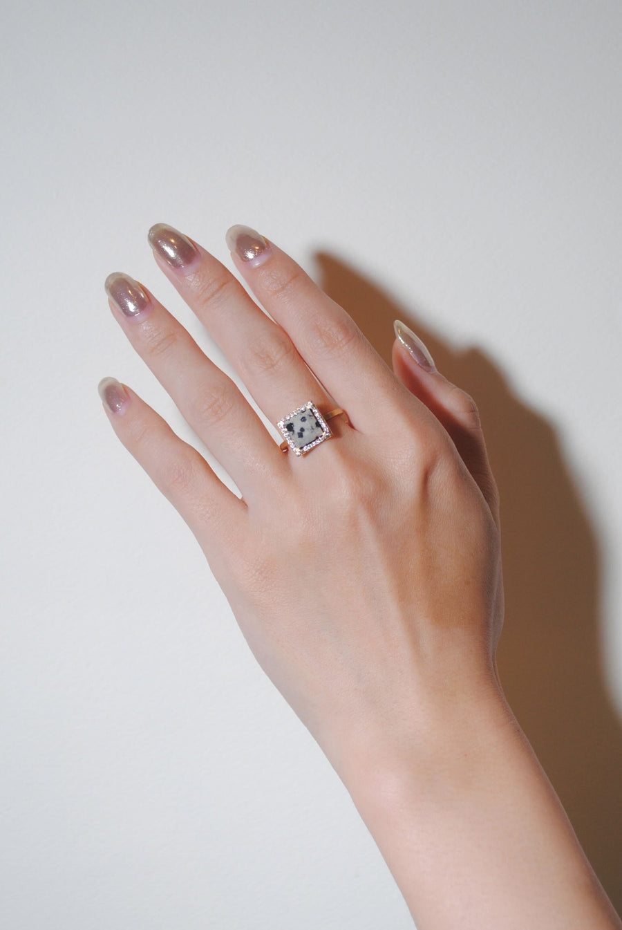 (ダルメシアン/gold) frame pave ring