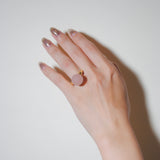 (マットローズクオーツ/gold) acorn ball ring