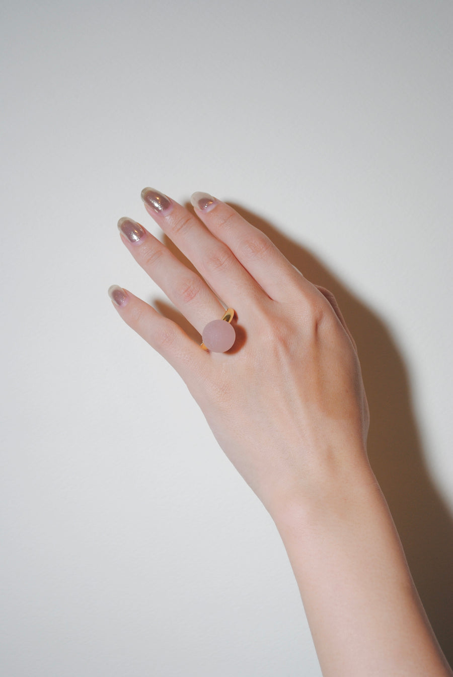 (マットローズクオーツ/gold) acorn ball ring