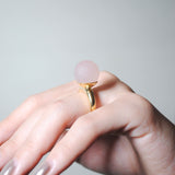 (マットローズクオーツ/gold) acorn ball ring