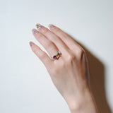 (レモンクオーツ_ピンクトルマリン_ガーネット/silver) trio phool ring