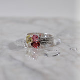 (レモンクオーツ_ピンクトルマリン_ガーネット/silver) trio phool ring