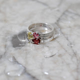 (レモンクオーツ_ピンクトルマリン_ガーネット/silver) trio phool ring