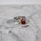 (レモンクオーツ_ピンクトルマリン_ガーネット/silver) trio phool ring