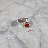 (レモンクオーツ_ピンクトルマリン_ガーネット/silver) trio phool ring