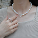 (パール/silver) heart mantel pearl necklace