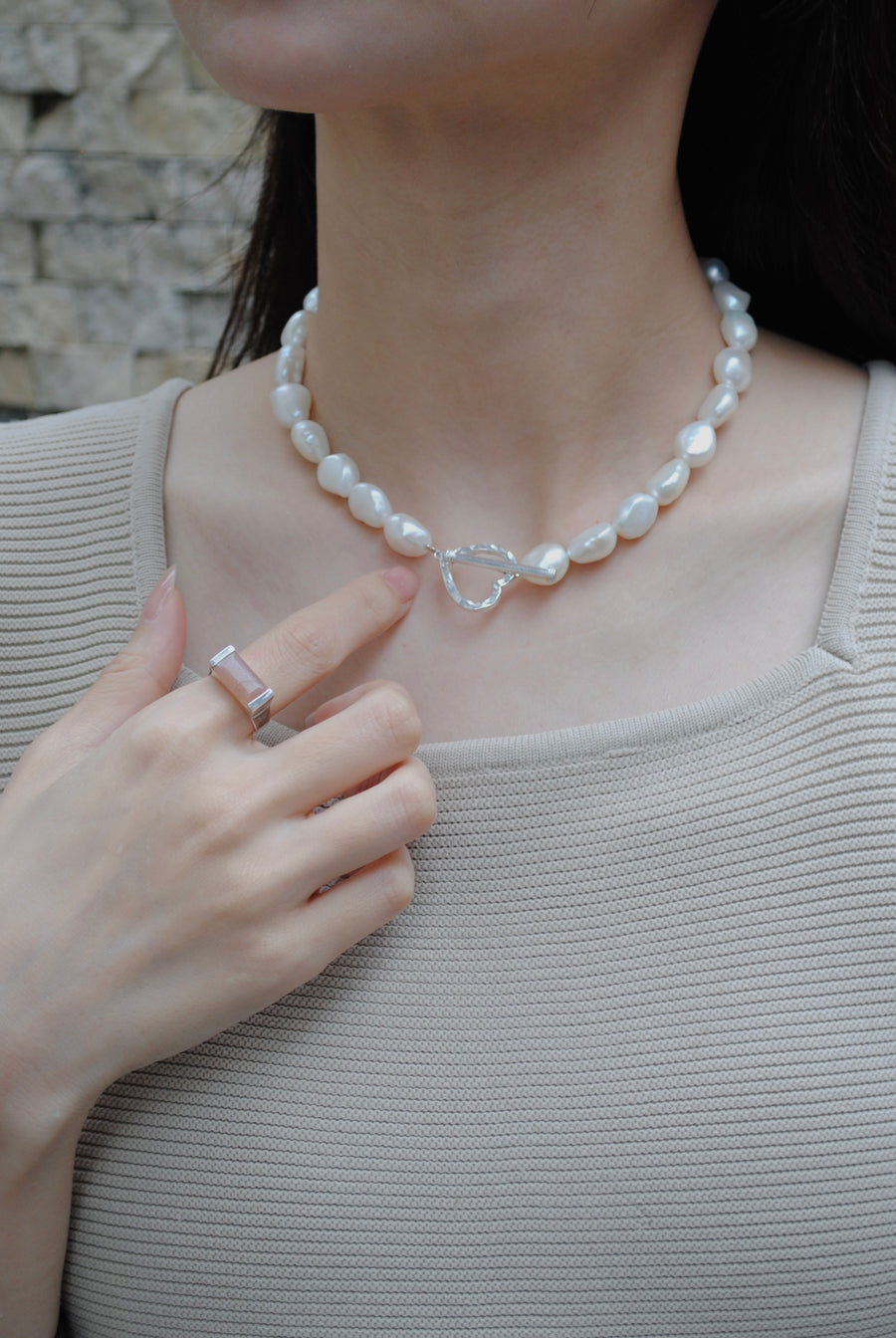 (パール/silver) heart mantel pearl necklace