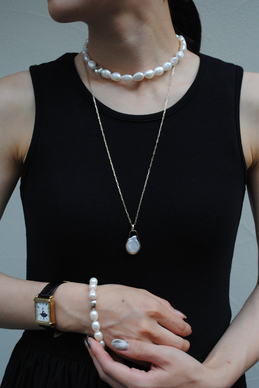 (パール/silver) heart mantel pearl necklace