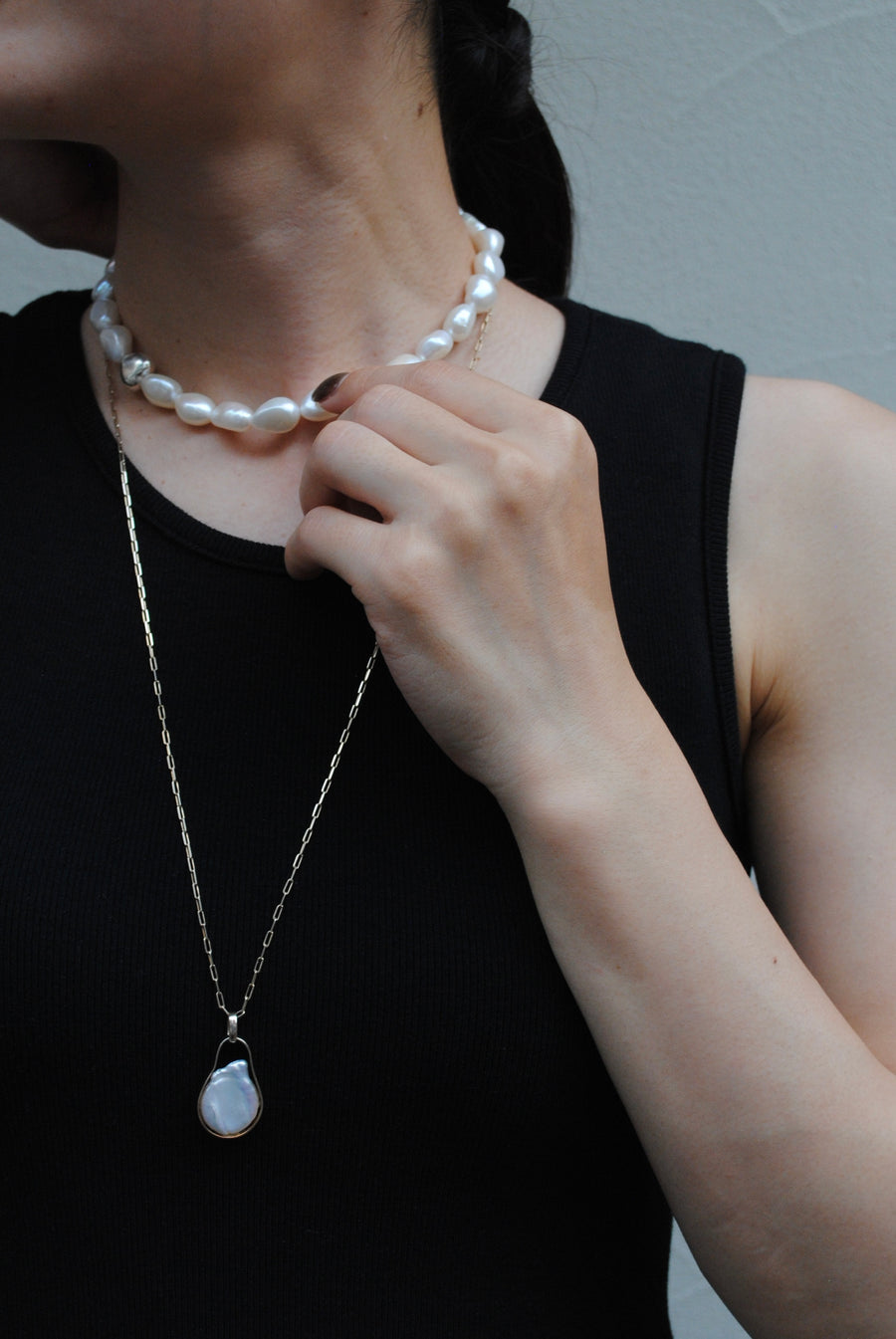 (パール/silver) heart mantel pearl necklace