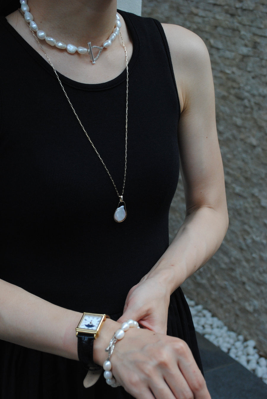 (パール/silver) heart mantel pearl necklace