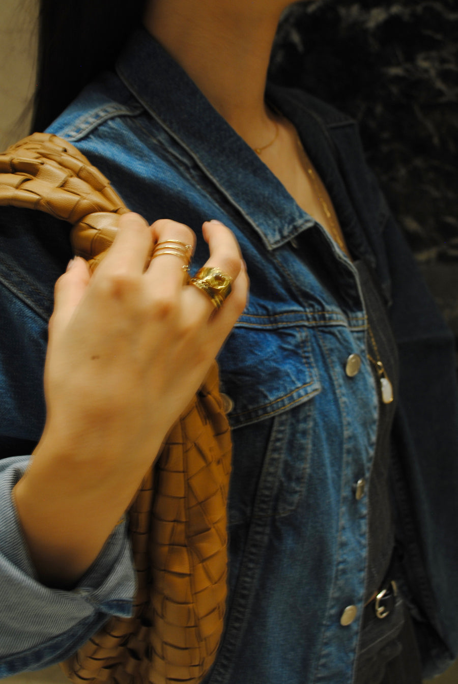 (ウィスキークオーツ/GOLD)pond ring