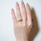 (ラブラドライト/gold) mini rect boad ring