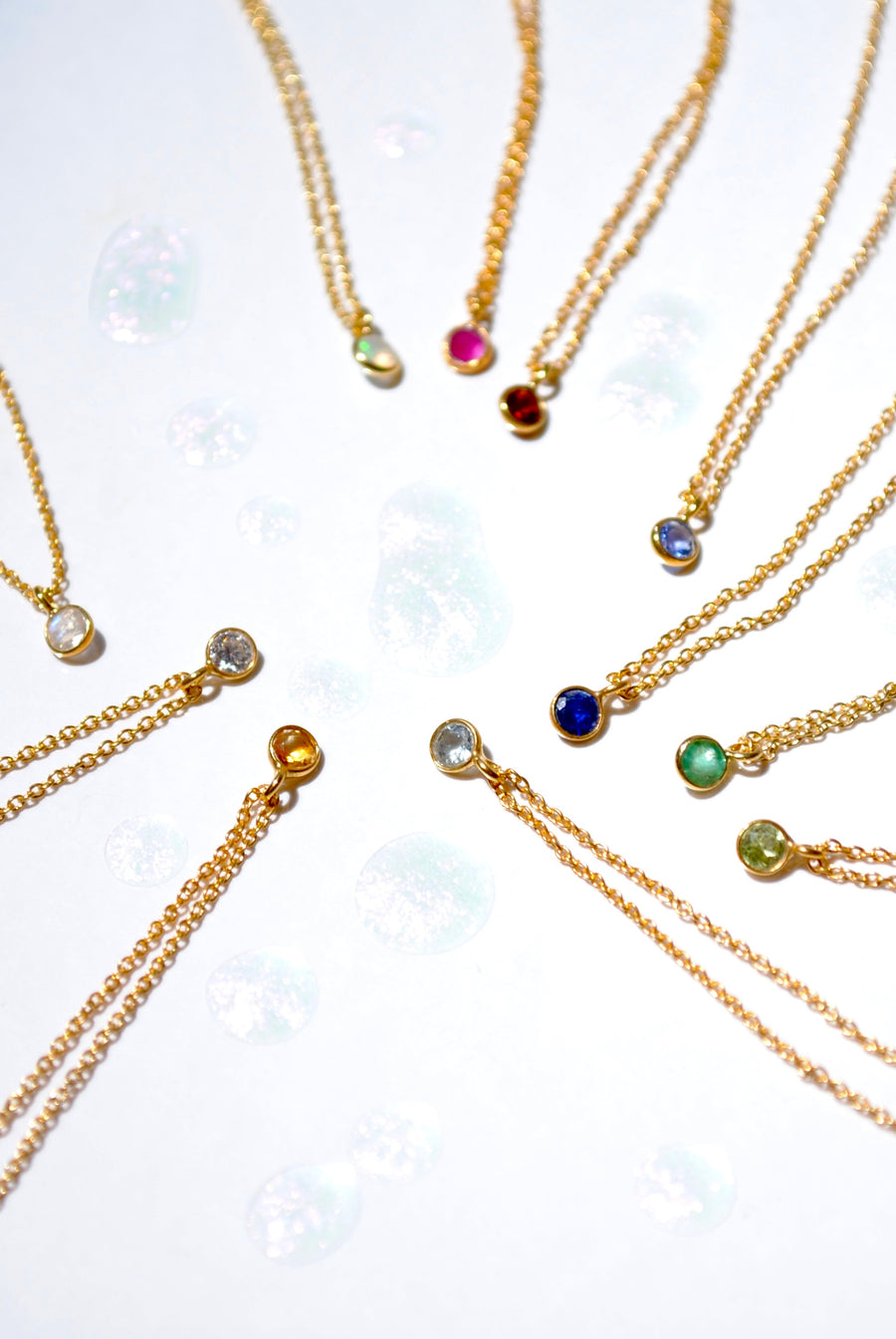 (エメラルド/gold-silver) birth pinky necklace【5月誕生石】