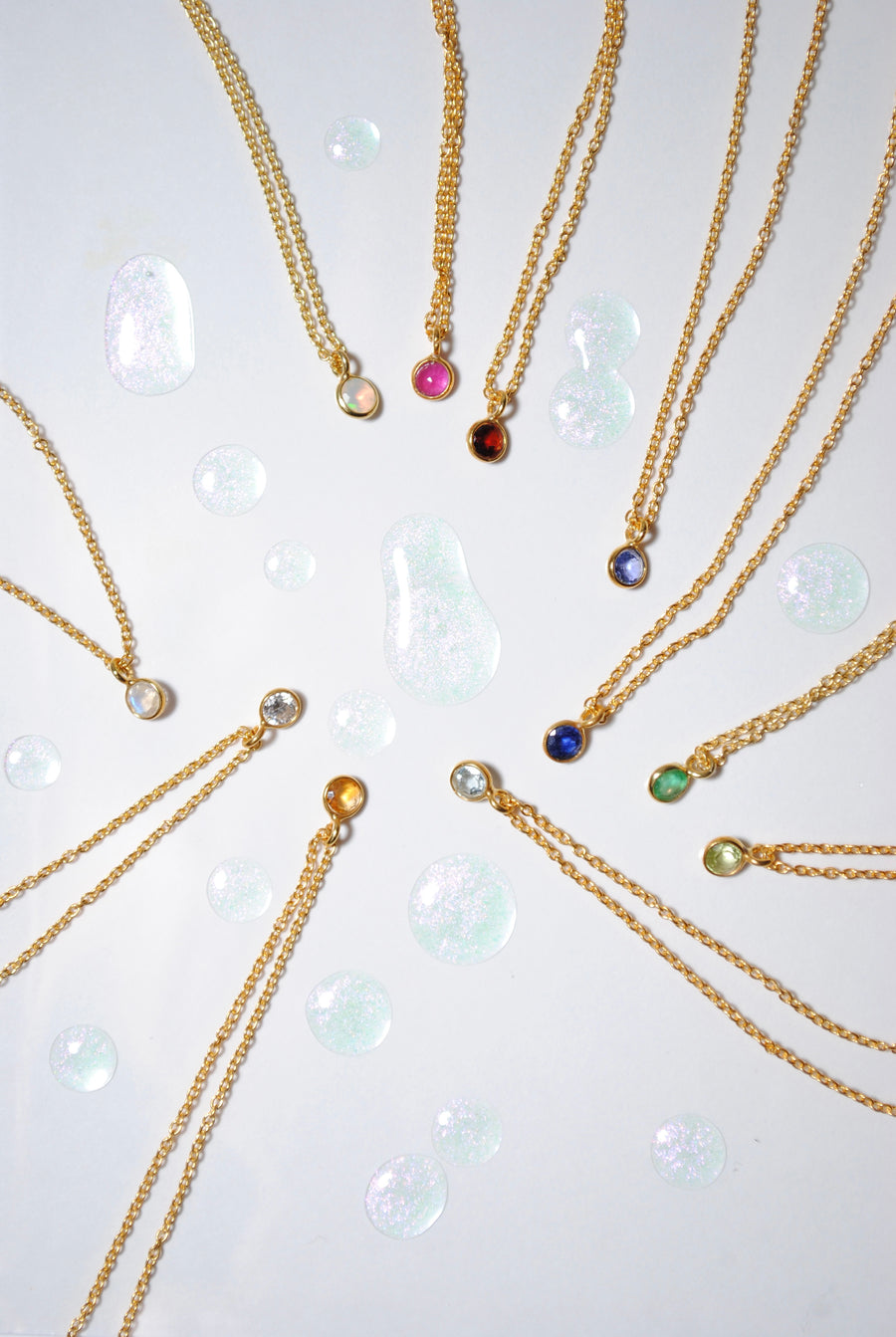 (エメラルド/gold-silver) birth pinky necklace【5月誕生石】