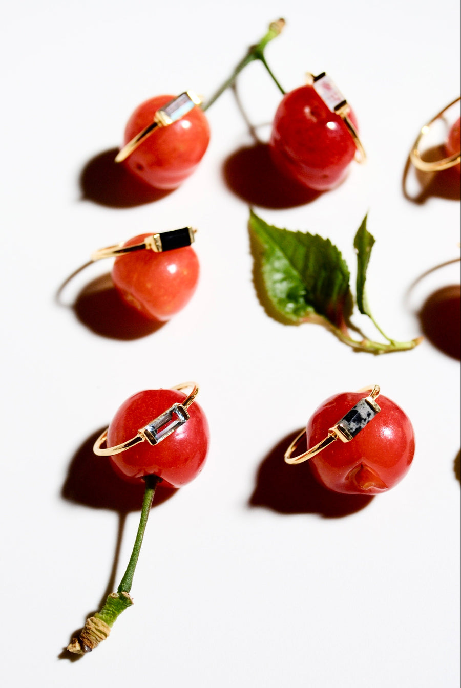 (ブラックオニキス/gold) mini rect boad ring