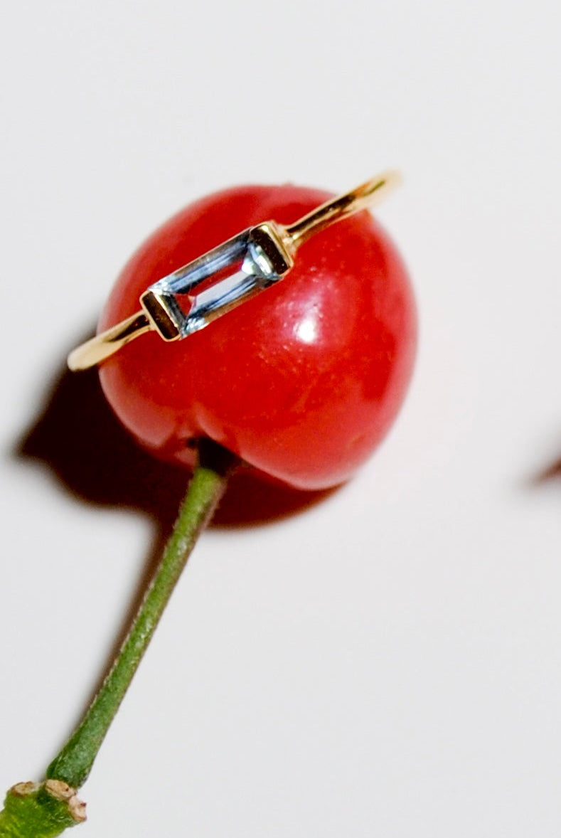 (ブルートパーズ/gold) mini rect boad ring