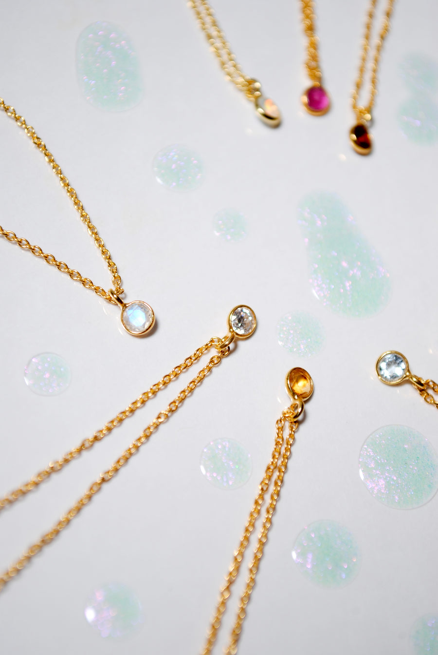(エメラルド/gold-silver) birth pinky necklace【5月誕生石】