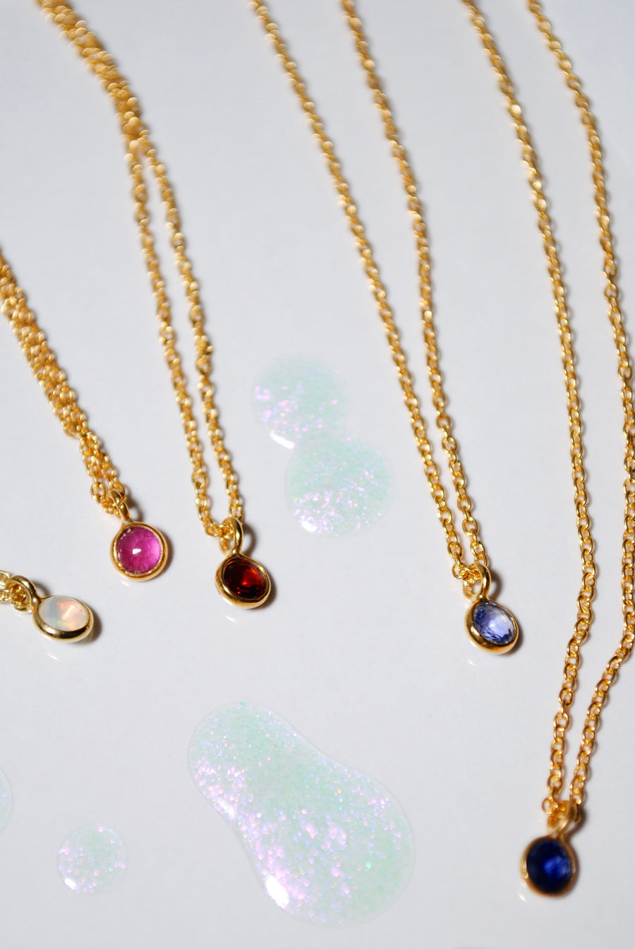 (エメラルド/gold-silver) birth pinky necklace【5月誕生石】