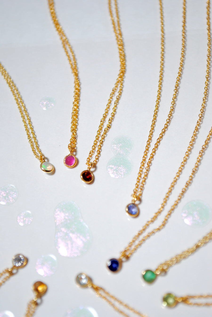 (エメラルド/gold-silver) birth pinky necklace【5月誕生石】