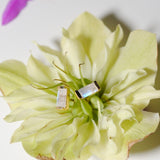 (レインボームーンストーン/gold) mini rect boad earring
