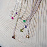 (エチオピアンオパール/gold-silver) birth pinky necklace【10月誕生石】