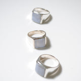 (Blue lace/silver) unisex block ring