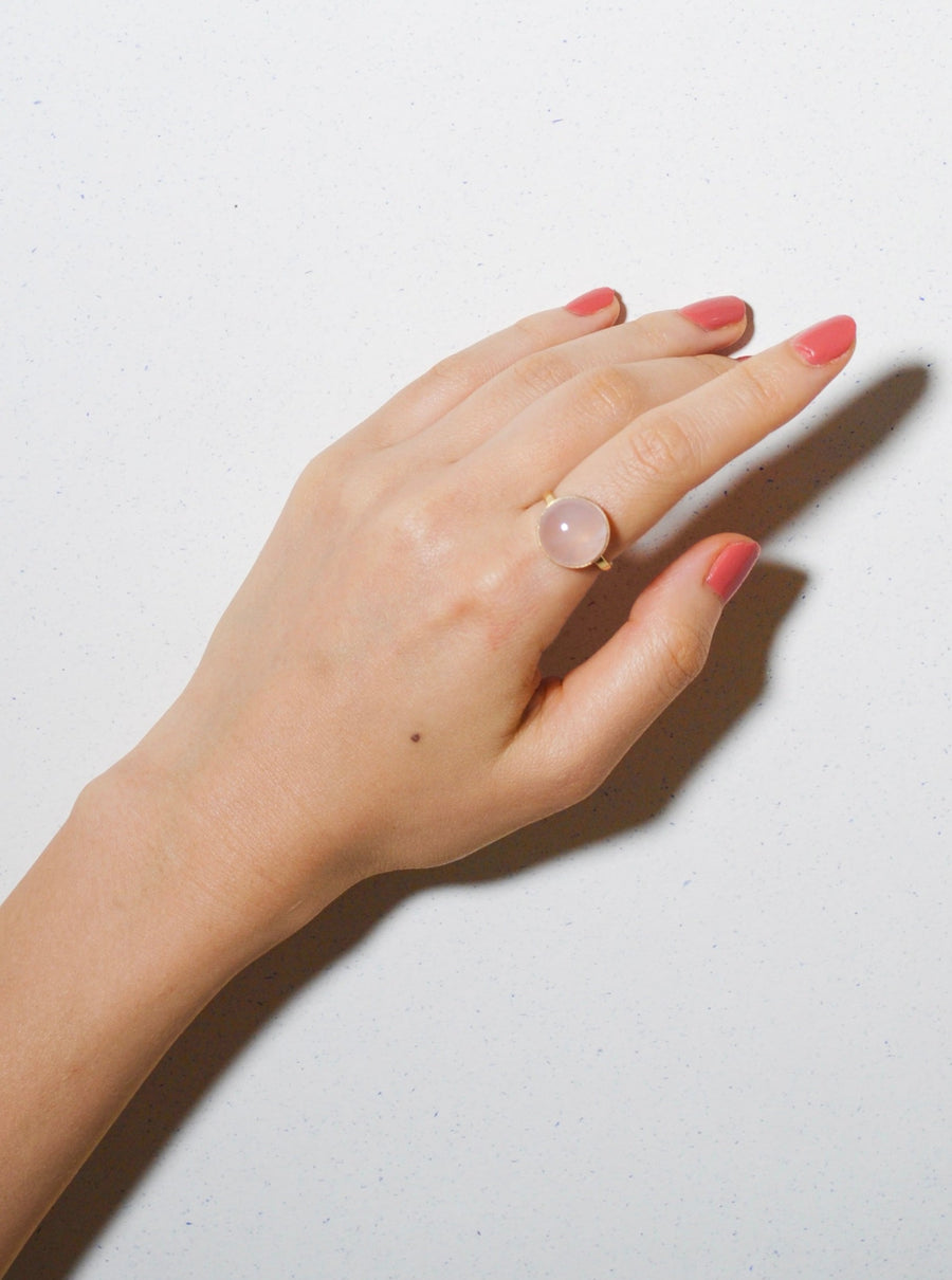 Rose quartz (gold): moon walk ring
