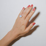 レインボームーンストーン(gold)：oval flower ring