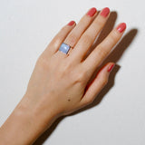 (Blue lace/silver) unisex block ring