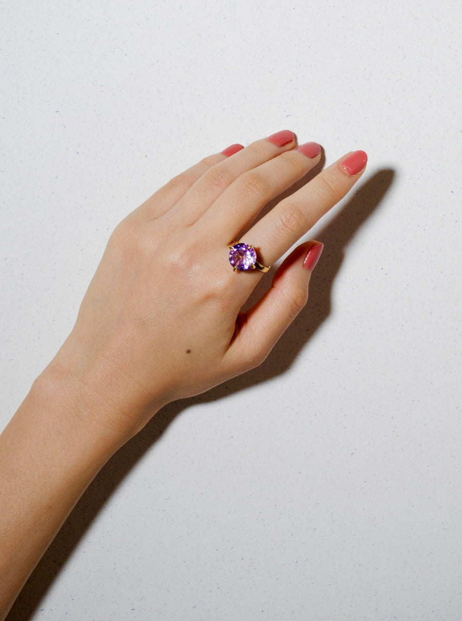 (ピンクアメジスト/gold) kitty nails ring