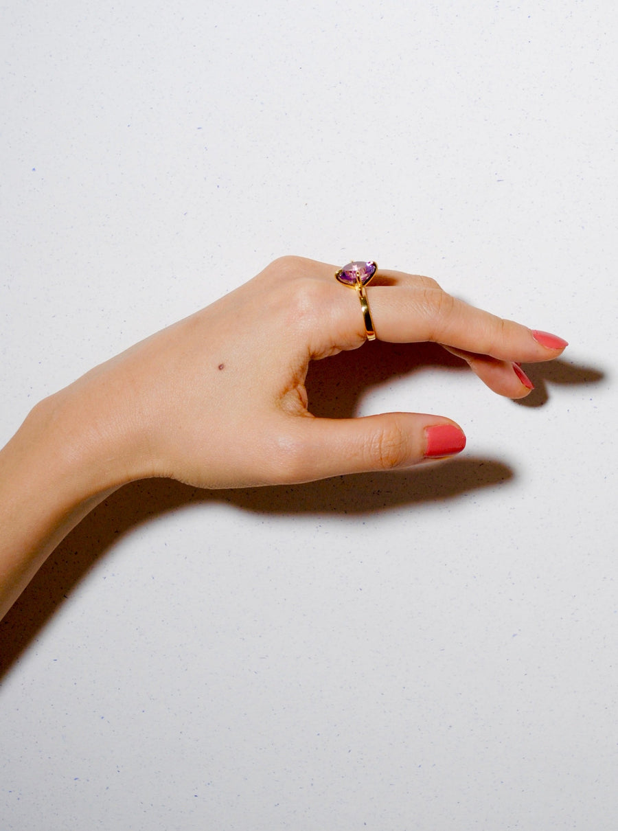 (ピンクアメジスト/gold) kitty nails ring