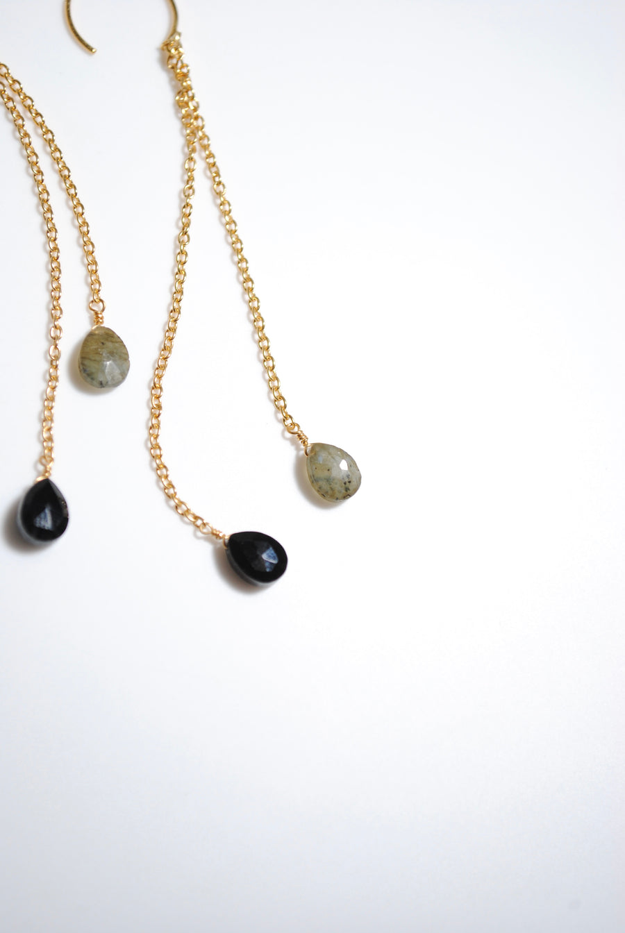 (ラブラドライト&ブラックオニキス/gold) fancy swing earring