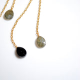 (ラブラドライト&ブラックオニキス/gold) fancy swing earring