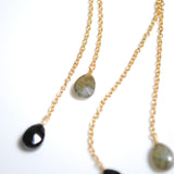(ラブラドライト&ブラックオニキス/gold) fancy swing earring